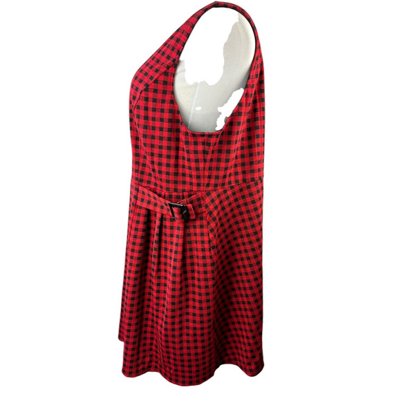 City Chic Pinafore Dress Plaid Checks Pini Gingham Red Black Buckle Plus Size 22 - Picture 3 of 11